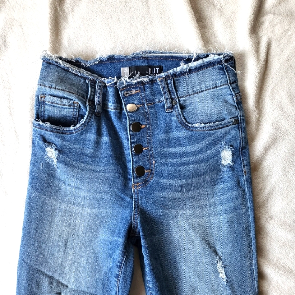 Kut from the Kloth Connie high rise ankle skinny frayed hem women's 2